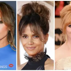Tre kändisar visar hur man stylar curtain bangs: J.Lo, Halle Berry och Christina Hendricks.