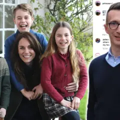 Kungahuset nya bilder: Prins William, Kate Middleton och deras barn George, Charlotte och Louis skrattar glatt utomhus.