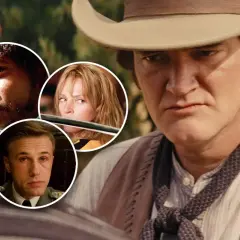 En filmisk Quentin-collage med Samuel L. Jackson, Uma Thurman och Christoph Waltz.