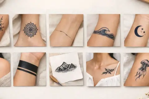 Små tatueringar med betydelse: en fjäril, våg, måne, blomma, manet och mer.