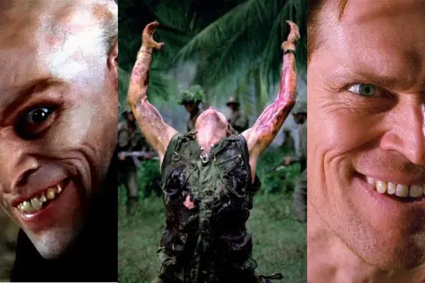 Willem Dafoe filmer: en läskig vampyr, en soldat i djungeln och ett brett leende.