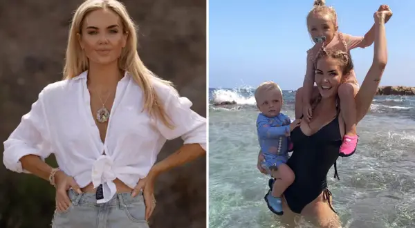 Emelie Walles njuter av en solig dag vid havet med sina barn.