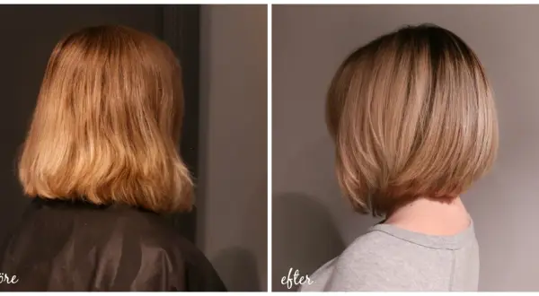 Före och efter-bilder på en kvinna som fått en snygg, kort frisyr. Trendiga korta frisyrer för kvinnor som ger en fräsch look.