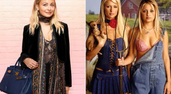 Nicole Richie och Paris Hilton, en bild som visar kontrasten mellan glamoröst liv och "the simple life" med högafflar.