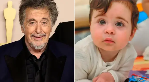 Al Pacino och ett sött al pacino barn med stora ögon.