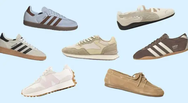 Samling av sneakers som visar den senaste sneakers trenden, med olika märken och stilar.