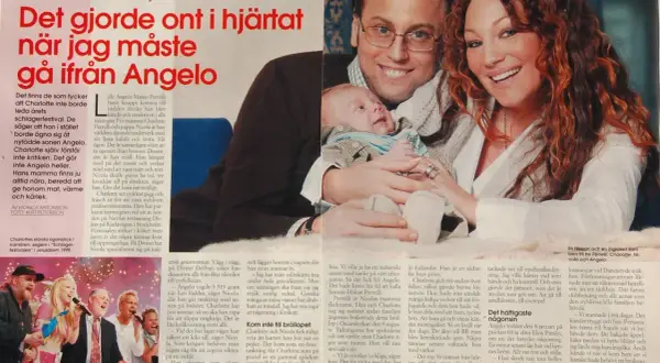 Charlotte Perrelli med sin son Angelo. En lycklig familj som njuter av livet.