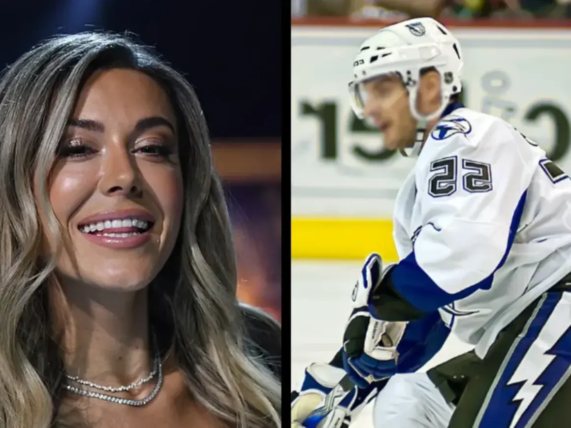 Bianca Ingrosso ler glatt medan en hockeyspelare, möjligen Patrick Cehlin, spelar.