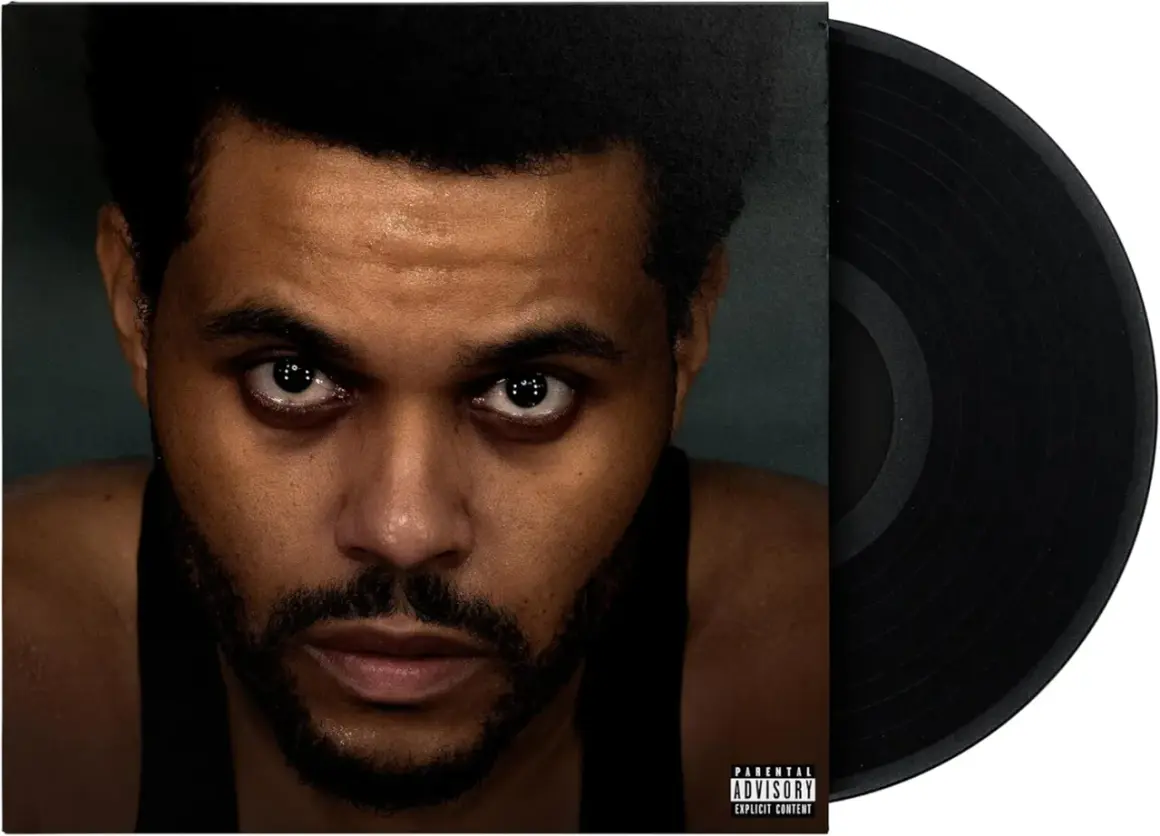 The Weeknd's nya album, "After Hours", på vinyl. Hans intensiva blick möter betraktaren.