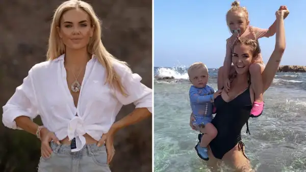 Emelie Walles njuter av en solig dag vid havet med sina barn.