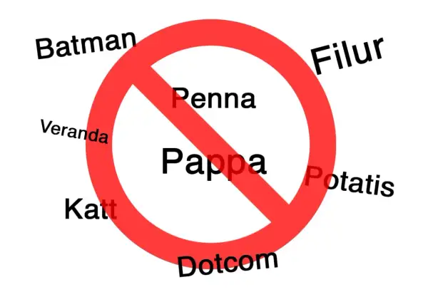 Förbjudna namn som Batman, Pappa, Penna, Filur, Veranda, Katt, Potatis och Dotcom. Kanske några av Sveriges ovanligaste namn.