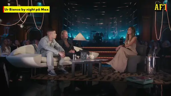 Bianca by night på Max. Bianca Ingrosso intervjuar gäster i en talkshow-studio med publik.