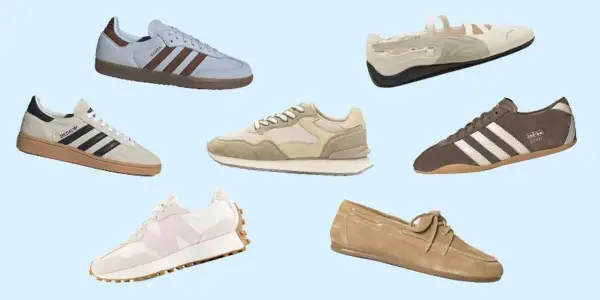 Samling av sneakers som visar den senaste sneakers trenden, med olika märken och stilar.