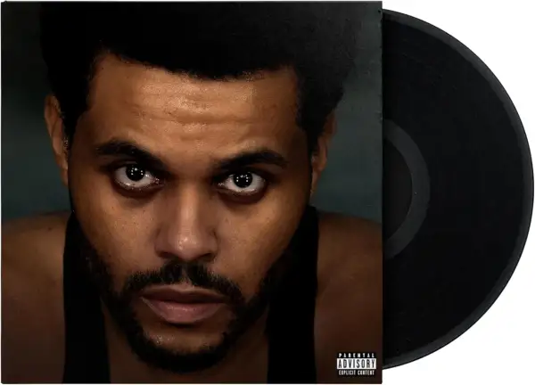 The Weeknd's nya album, "After Hours", på vinyl. Hans intensiva blick möter betraktaren.